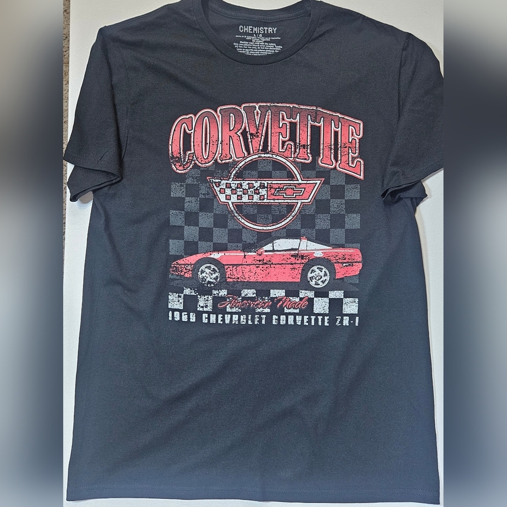 Chevy‎ Corvette T-shirt Mens Large Black Red Graphic 1969 Retro Inspired GM Tee